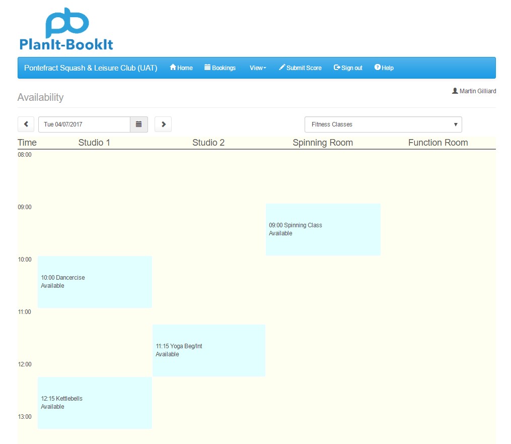 fitness class booking system