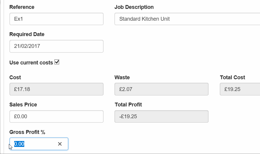 sales price from profit